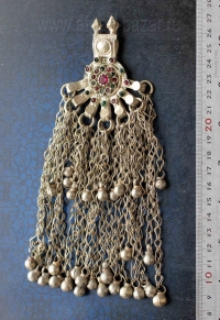 Подвеска-амулет из старой монеты с бубенчиками. Деталь костюма или пояса Северо-