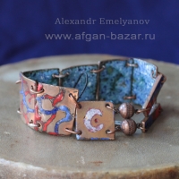 Александр Емельянов. Браслет "Луна". Медь, травление горячая эмаль (выемчатая эм