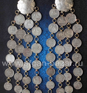 Пара афганских наплечных или нагрудных подвесок-амулетов с иранскими монетами