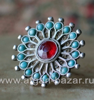 Винтажное пакистанское кольцо с солярной символикой "Ангуштар" (Angushtar). Юго-