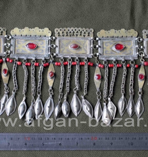 Туркменская налобная повязка "Манглайлык" или "Гарма" с подвесками-шельпе (Mangl