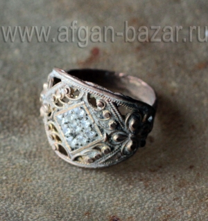 Винтажное кольцо перстень-печать с надписью (Kuchi Tribal Ring)