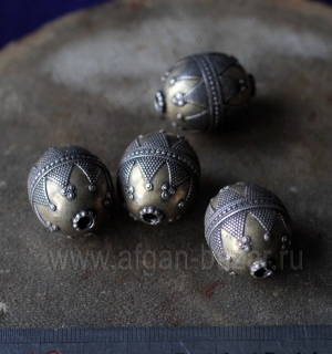 Винтажная серебряная бусина в казахском стиле. Казахстан или Северный Афганистан