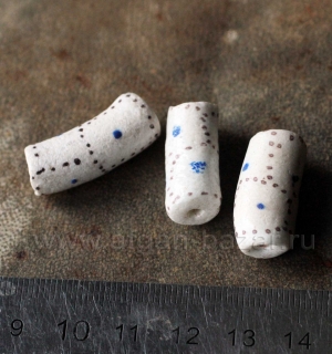 Африканские стеклянные бусины Кробо - African Ghana Krobo Beads. Лот из трех бус