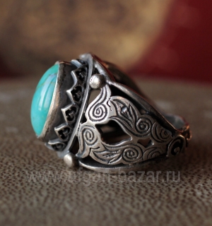 Турецкий серебряный перстень с бирюзой. Турция, современная работа