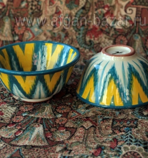 Керамическая чашка с орнаментом Адрас. Узбекистан, современная работа Керамическая чашка с орнаментом Адрас. Узбекистан, современная работа