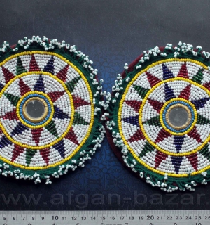 Лот из двух парных бисерный кругов большого размера - украшения для платья. Афга