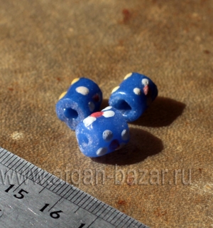 Африканские стеклянные бусины Кробо - African Ghana Krobo Beads. Лот из трех бус