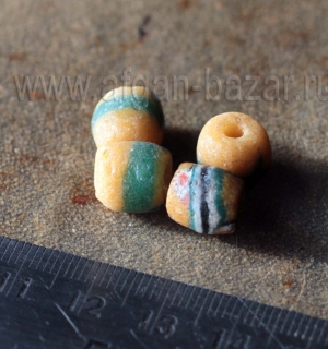 Африканские стеклянные бусины Кробо - African Ghana Krobo Beads. Лот из четырех 