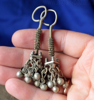 Старые кашмирские племенные серьги - височные подвески. Пакистан (Гилгит-Балтист