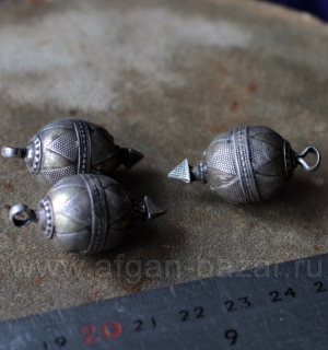 Винтажная серебряная казахская подвеска-бусина Топчу. Казахстан или Северный Афг