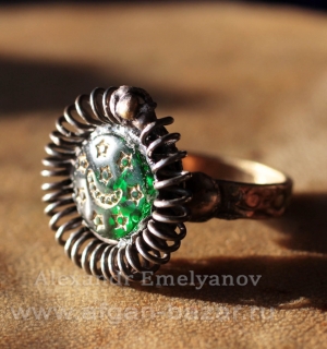 Перстень в бедуинском стиле со вставкой - бусиной "Хадж". Выполнен по мотивам тр