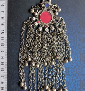 Подвеска-амулет из старой монеты с бубенчиками. Деталь костюма или пояса