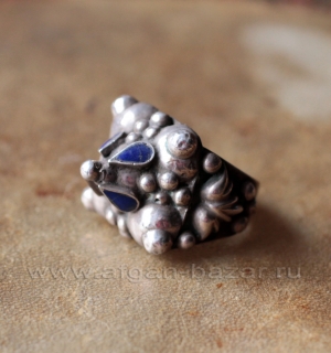 Уникальный серебряный афганский перстень с лазуритом. Афганистан или Пакистан (П