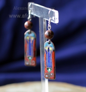 Александр Емельянов. Серьги в древнеегипетском стиле "Египетский Лотос". Медь, горячая перегородчатая эмаль Александр Емельянов. Серьги в древнеегипетском стиле "Египетский Лотос". Медь, г