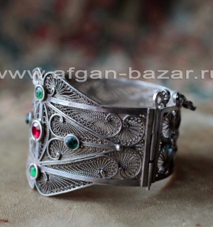 Марокканский серебряный браслет с филигранью