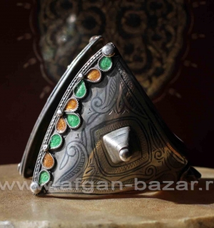 Старый марокканский браслет с чернью и горячей эмалью
