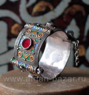 Уникальный марокканский браслет с горячей перегородчатой эмалью