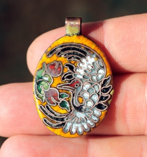 Кулон в китайском стиле с изображением феникса. Автор - Solus Rex Медь, горячая 