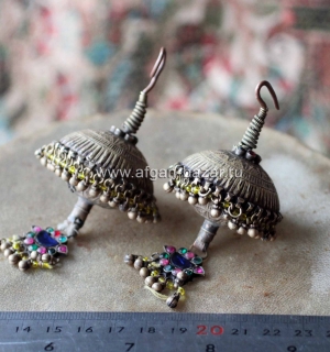 Старые племенные серьги - височные подвески (Kuchi tribal jewelry)