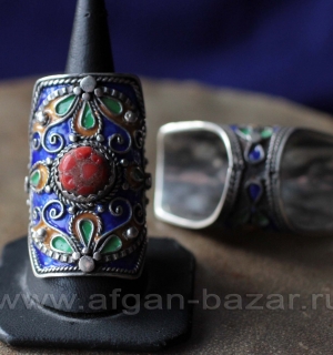 Марокканский перстень в алжирском стиле с горячей эмалью