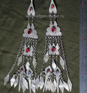 Пара туркменских накосных подвесок с набором для чистки ушей и ногтей. Афганиста