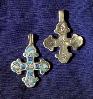 Кулон-крест в византийском стиле по мотивам средневековых украшений с горячей эм