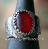 Афганский перстень с чернью и богемским стеклом (Kuchi Tribal Ring)