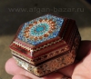 Деревянная шкатулка с инкрустацией "Хатам" с миниатюрной росписью. Иран, Исфахан