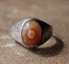 Винтажный иранский мужской перстень-талисман с йеменским глазковым агатом (Aqeek