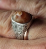 Винтажный иранский мужской перстень-талисман с йеменским глазковым агатом (Aqeek