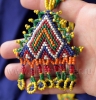 Колье из бисера с треугольной подвеской-кулоном (Kuchi Tribal Beadwork). Афганис